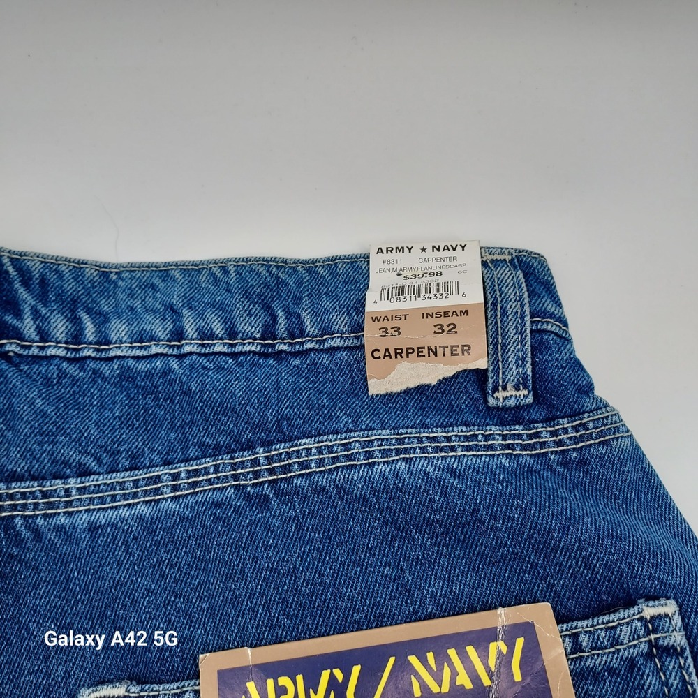 ARMY NAVY Carpenter Jeans Flannel Lined Titanium Denim Waist 33 Inseam 32 - Picture 7 of 10